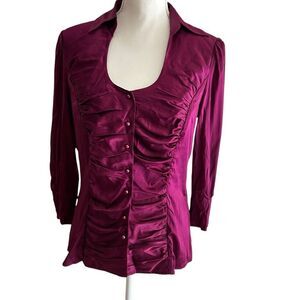 D Studio Purple Silk Blouse Top Size 8